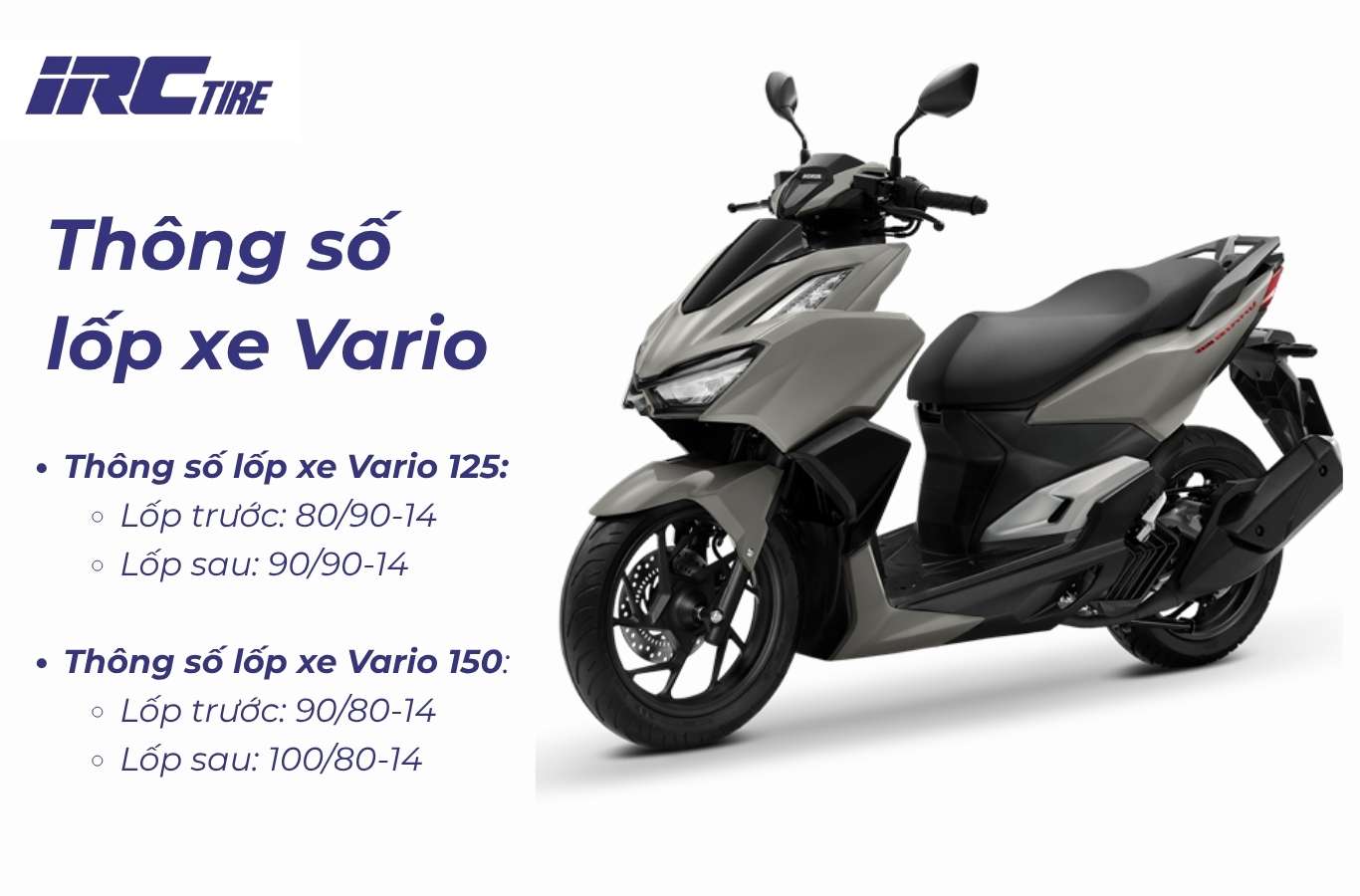 Thông số lốp xe Vario