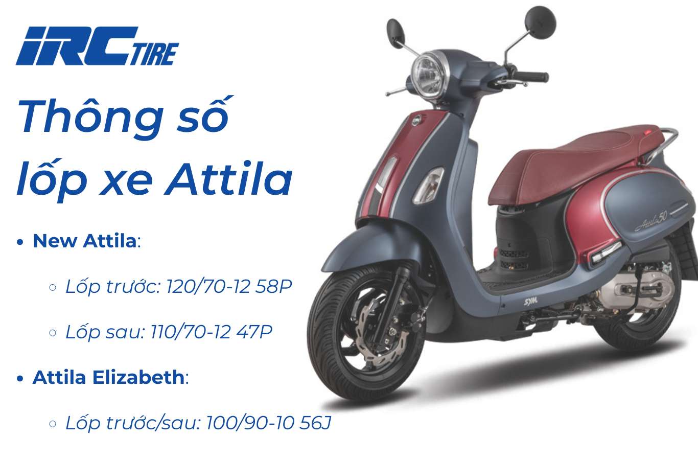 Thông số lốp xe Attila 