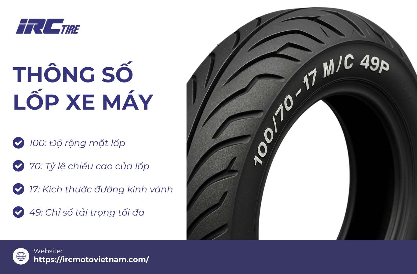 Ý nghĩa thông số lốp xe máy