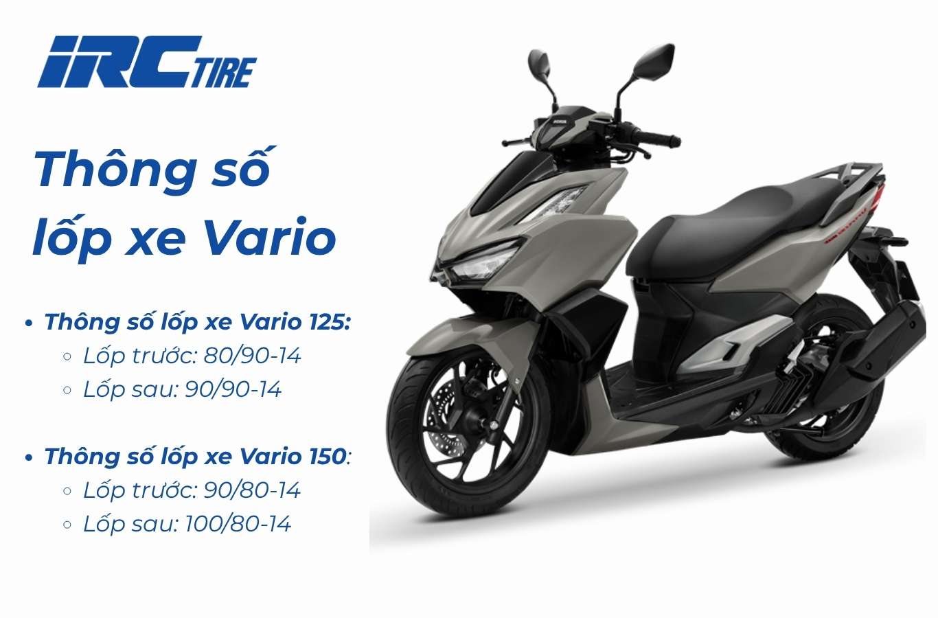Thông số lốp xe Vario