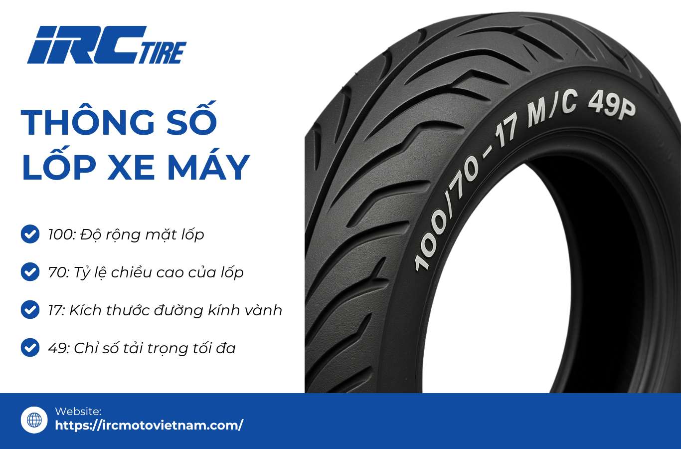 Thông số trên lốp xe máy có ý nghĩa gì?